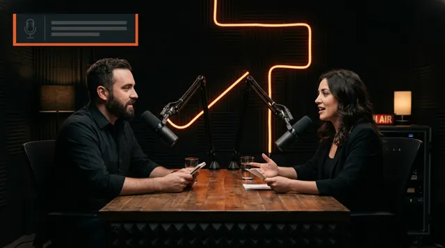 Arte de exemplo do estilo Podcast em vídeo
